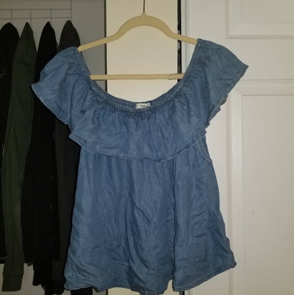 Chambray off the shoulder top